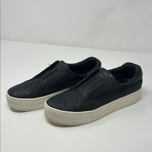 J/Slides Woman’s Black Reptile Skin Slip-On Sneakers